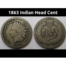 1863 Indian Head Cent - Civil War era American cupronickel penny