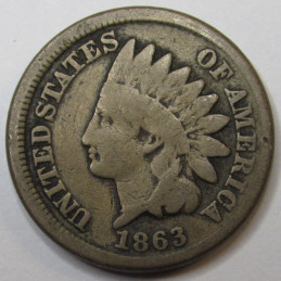 1863 Indian Head Cent - Civil War era American cupronickel penny