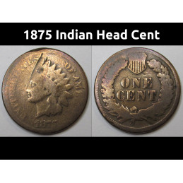 1875 Indian Head Cent - antique better date American bronze penny