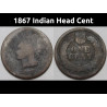 1867 Indian Head Cent - old, scarce date penny