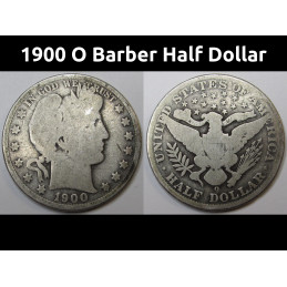 1900 O Barber Half Dollar - antique New Orleans mint American silver half