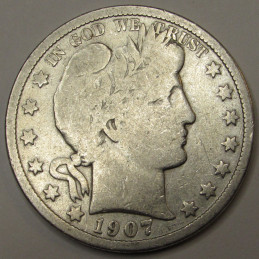 1907 Barber Half Dollar - antique American silver half dollar