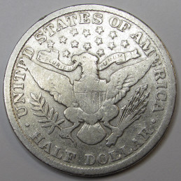 1907 Barber Half Dollar - antique American silver half dollar