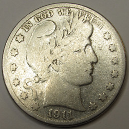 1911 S Barber Half Dollar - antique S mintmark silver American half