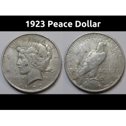 1923 Peace Dollar - antique roaring twenties American silver dollar