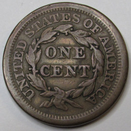 1853 Braided Hair Large Cent - antique pre Civil War era copper penny