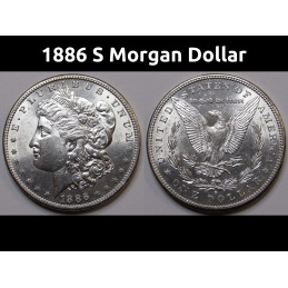 1886 S Morgan Dollar - antique uncirculated San Francisco mintmark silver dollar