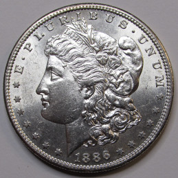 1886 S Morgan Dollar - antique uncirculated San Francisco mintmark silver dollar