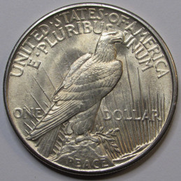 1921 Peace Dollar - antique uncirculated silver dollar in high relief