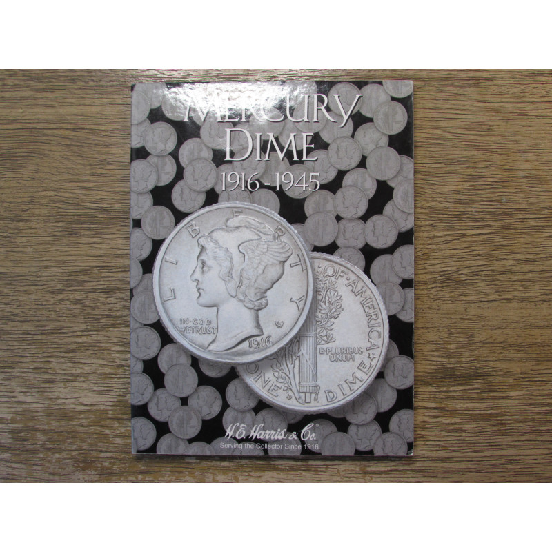 HE Harris coin folder for Mercury Dimes - 1916-1945 - vintage coin supply HE Harris coin folder for Mercury Dimes - 1916-1945 - vintage coin supply