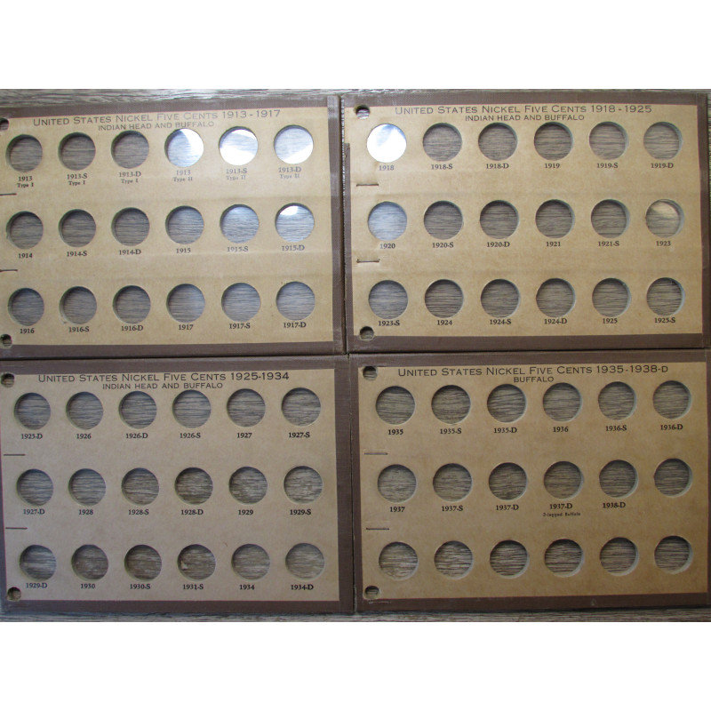 Meghrig coin holders - board set for Buffalo Nickels - 1913-1938 - vintage coin supply Meghrig coin holders - board set for Buffalo Nickels - 1913-1938 - vintage coin supply