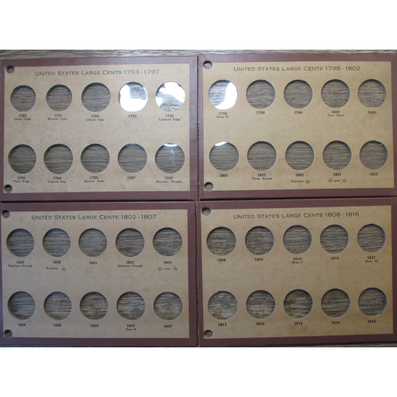 Wayte Raymond Boards for Large Cents - 1793-1857 - complete set Wayte Raymond Boards for Large Cents - 1793-1857 - complete set