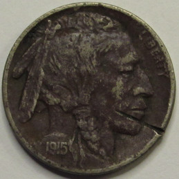 1915 Buffalo Nickel - antique early date American Indian coin