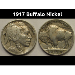 1917 Buffalo Nickel - antique American Indian five cent coin