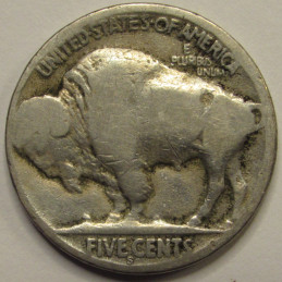 1923 S Buffalo Nickel - antique San Francisco mintmark bison coin