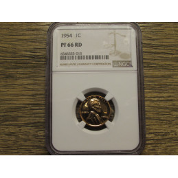 1954 Lincoln Wheat Cent - NGC Graded Proof 66 - pristine brilliant vintage penny