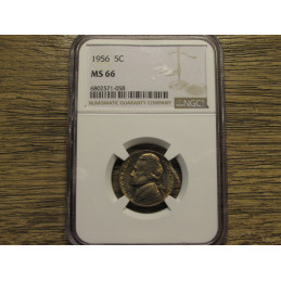 1956 Jefferson Nickel - NGC Graded MS 66 - vintage five cent coin