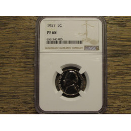 1957 Jefferson Nickel - NGC Graded Proof 68 - flashy brilliant proof coin