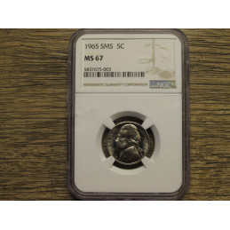 1965 SMS Jefferson Nickel - NGC Graded MS 67 - graded five cent coin