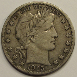 1915 S Barber Half Dollar - antique San Francisco mintmark American silver half