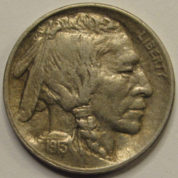 1913 Buffalo Nickel - Type 1 - higher grade raised mound design antique five cent coin