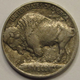 1913 Buffalo Nickel - Type 1 - higher grade raised mound design antique five cent coin
