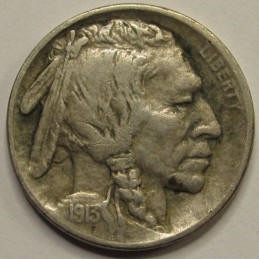 1913 Buffalo Nickel - Type 2 - recessed design antique five cent coin