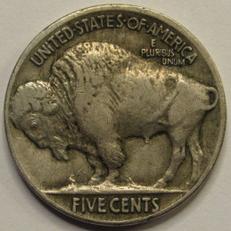 1913 Buffalo Nickel - Type 2 - recessed design antique five cent coin