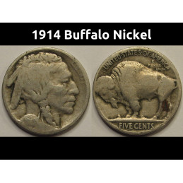 1914 Buffalo Nickel - antique early date American five cent coin