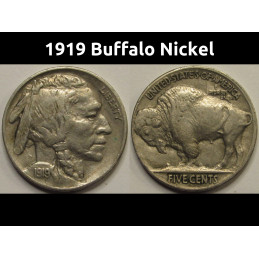 1919 Buffalo Nickel - higher grade antique American five cent coin