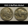1925 S Buffalo Nickel - antique better condition San Francisco mintmark five cent coin