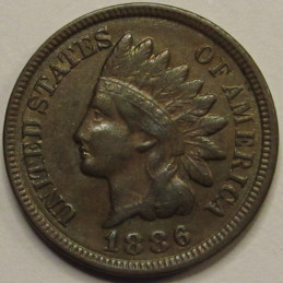 1886 Indian Head Cent - Type 2 - high grade antique American penny