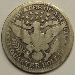 1909 O Barber Quarter - antique New Orleans mint low mintage quarter