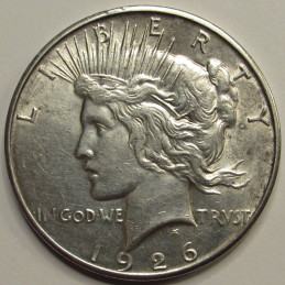 1926 D Peace Dollar - antique uncirculated American silver dollar