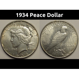 1934 Peace Dollar - antique later date uncirculated American silver dollar