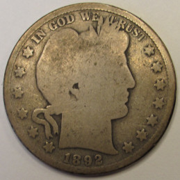 1892 Barber Half Dollar - first year of issue American silver 50 cent coin