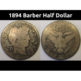1894 Barber Half Dollar - historic early date antique American silver coin