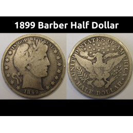 1899 Barber Half Dollar - antique turn of the century American silver half