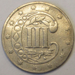 1857 Silver Three Cents - antique pre Civil War era small silver coin