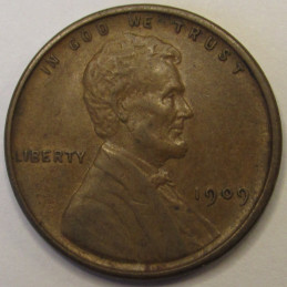 1909 VDB Lincoln Wheat Cent - antique first year of issue historic VDB penny