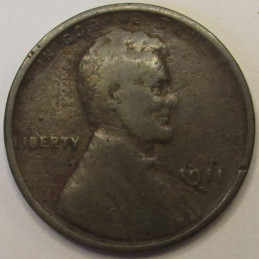 1911 S Lincoln Wheat Cent - antique low mintage San Francisco mintmark cent