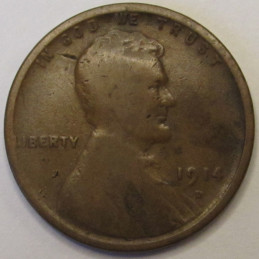 1914 D Lincoln Wheat Cent - antique key date Denver mintmark penny