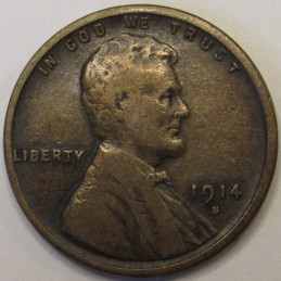 1914 S Lincoln Wheat Cent - antique San Francisco mintmark American penny