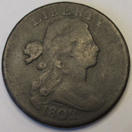 1802 Draped Bust Large Cent - stemless wreath - scarce variety early American copper coin