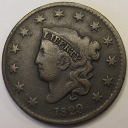1829 Coronet Head Large Cent - Medium Letters - better variety early American copper penny