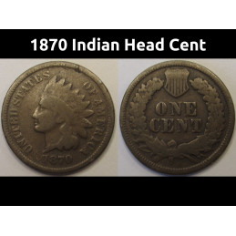 1870 Indian Head Cent - antique scarce date Reconstruction era American penny