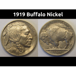 1919 Buffalo Nickel - antique higher grade American five cent coin