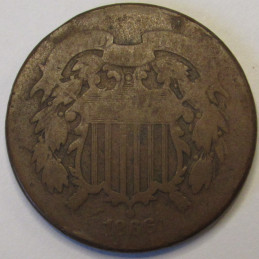 1866 Two Cent Piece - antique odd denomination American coin