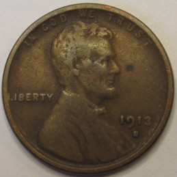 1913 S Lincoln Wheat Cent - antique San Francisco mintmark American wheat penny