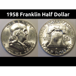 1958 Franklin Half Dollar - beautiful high grade uncirculated American silver coin